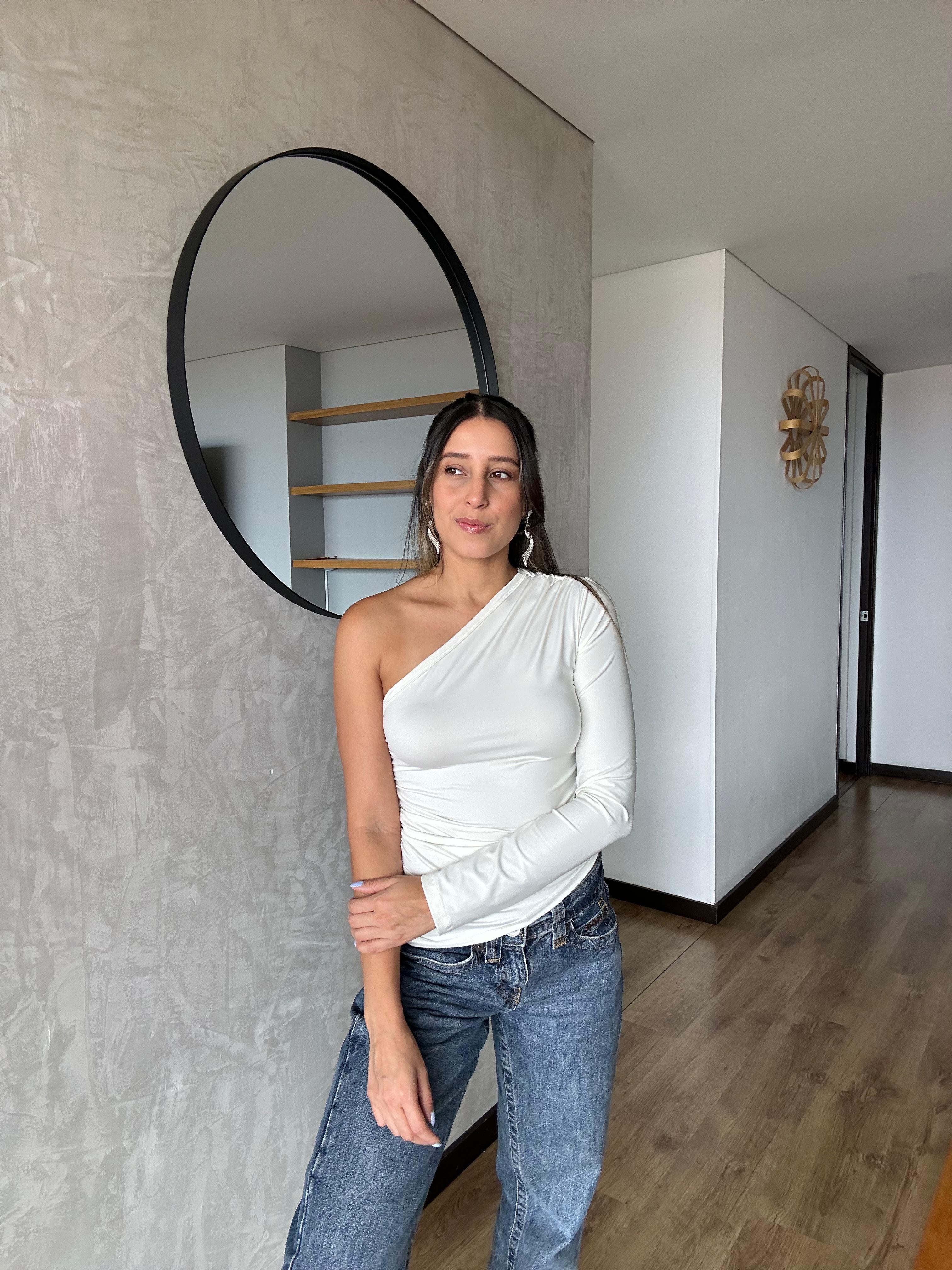 Top Asimétrico Blanco Única