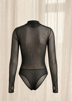 Body Mesh Negro Mallatex con Forro Delantero y Espalda Transparente Nara
