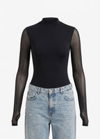 Body Mesh Negro Mallatex con Forro Delantero y Espalda Transparente Nara