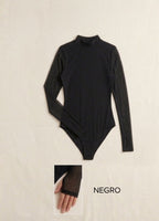 Body Mesh Negro Mallatex con Forro Delantero y Espalda Transparente Nara
