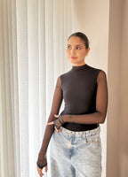 Body Mesh Negro Mallatex con Forro Delantero y Espalda Transparente Nara