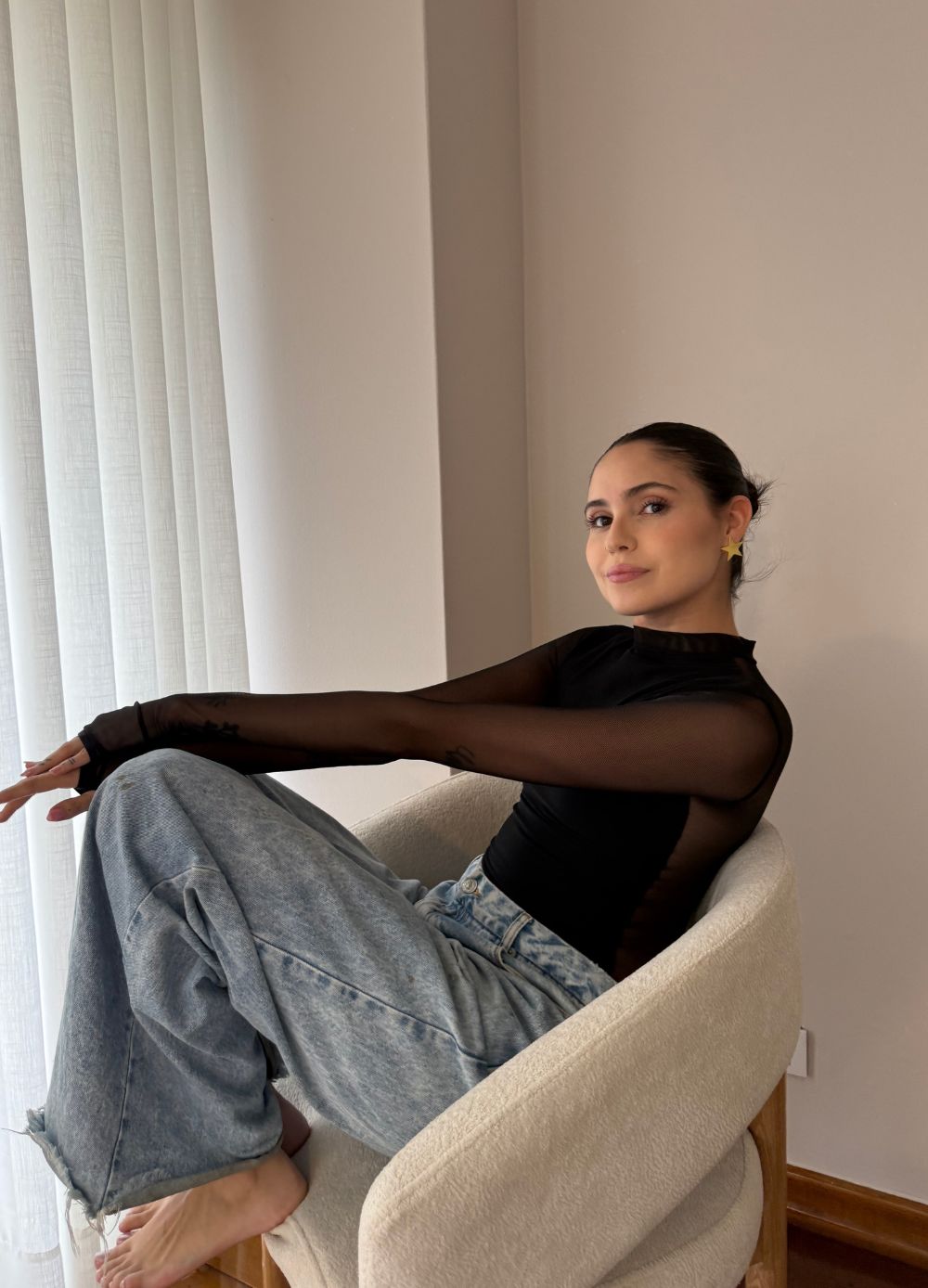 Body Mesh Negro Mallatex con Forro Delantero y Espalda Transparente Nara