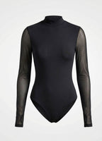 Body Mesh Negro Mallatex con Forro Delantero y Espalda Transparente Nara