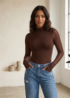 Body Mesh Chocolate Mallatex con Forro Delantero y Espalda Transparente Nara