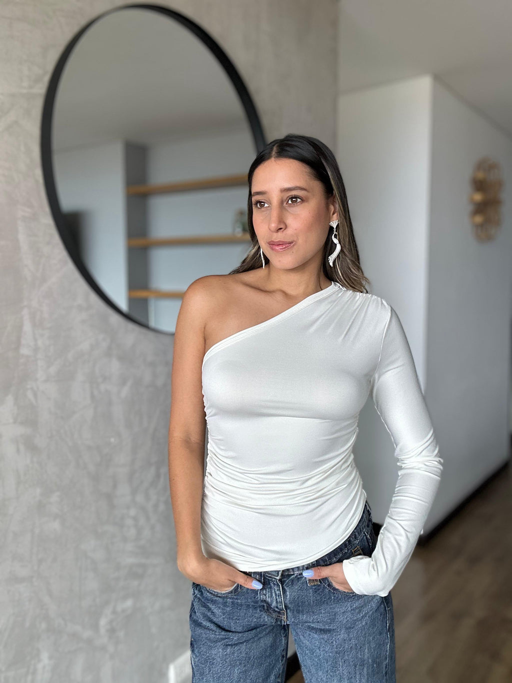 Top Asimétrico Blanco Única