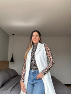 Chaleco largo de tejido grueso Blanco Marfil Classic