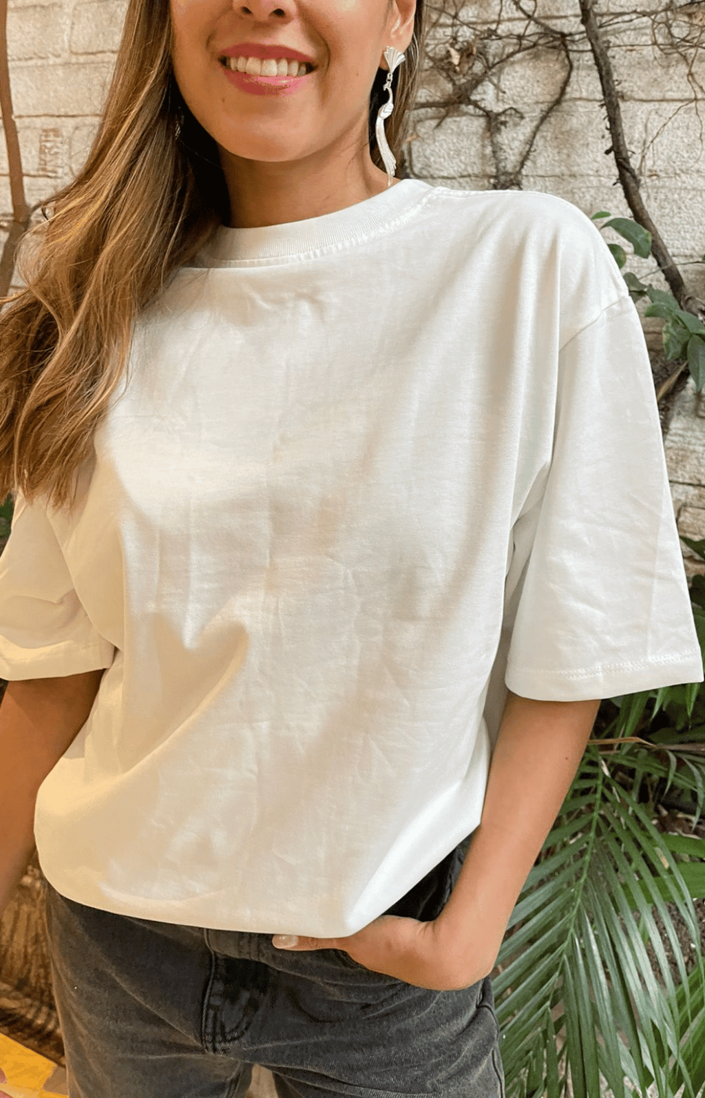 Camiseta Clásica Oversized de 100% Algodón PIMA Blanca
