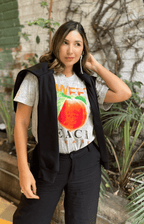 Camiseta Gris Oversized de Algodón 100% con Estampado | Sweet Peach