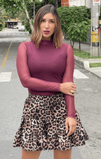 Falda corta tela ligera bolero animal print Boho