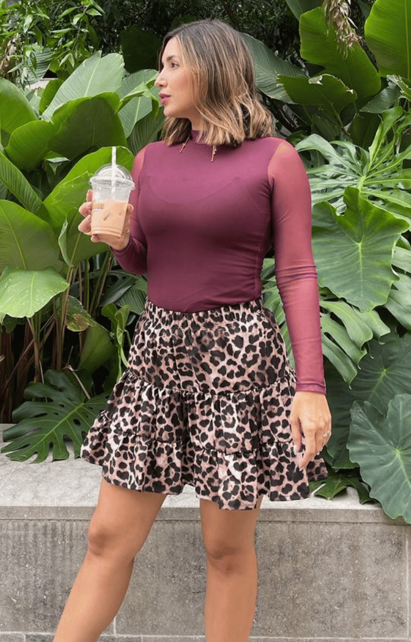 Falda corta tela ligera bolero animal print Boho