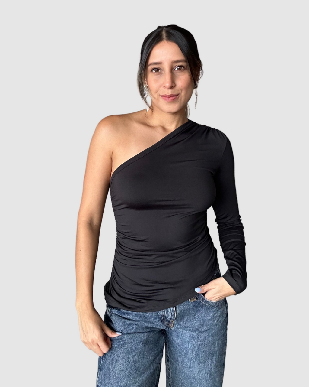Top Asimétrico Negro Única