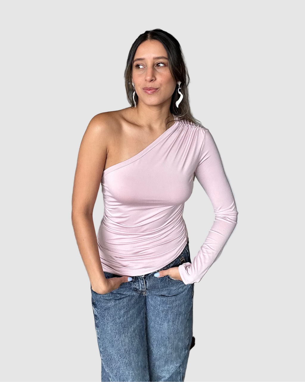 Top Asimétrico Palo de rosa Única