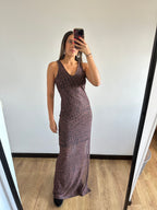 Vestido Largo Animal Print en Malla Siena