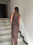 Vestido Largo Animal Print en Malla Siena