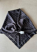 Pañoleta para mujer en seda Polka Dots Negra