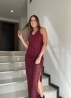 Vestido Largo en Malla Vino Tinto Siena