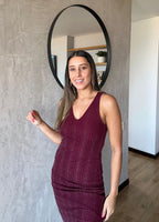 Vestido Largo en Malla Vino Tinto Siena