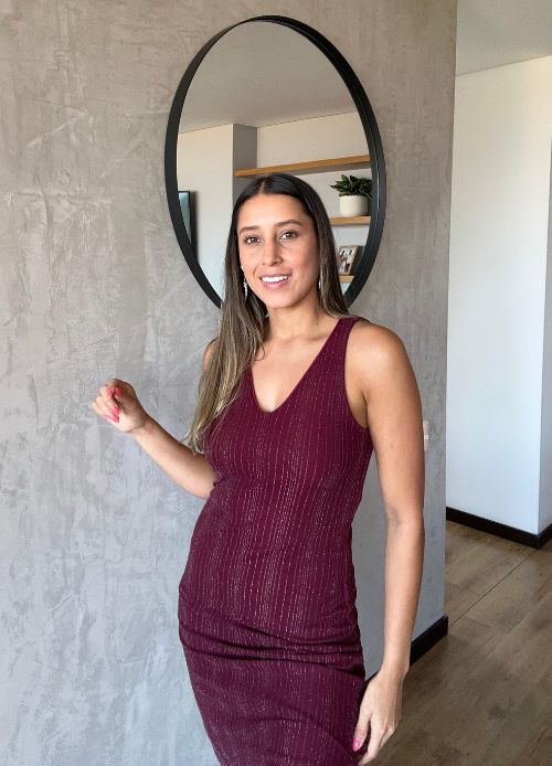 Vestido Largo en Malla Vino Tinto Siena