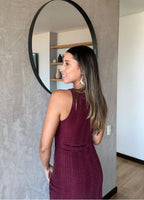 Vestido Largo en Malla Vino Tinto Siena