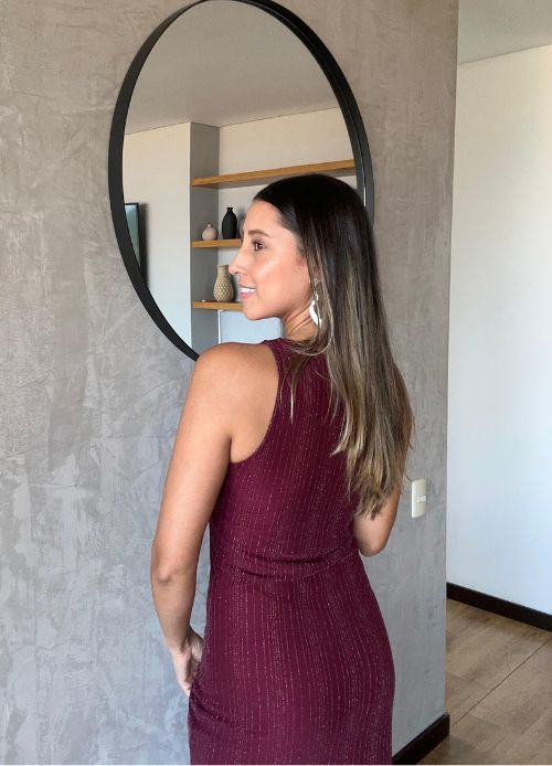 Vestido Largo en Malla Vino Tinto Siena