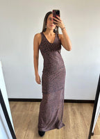 Vestido Largo Animal Print en Malla Siena