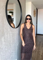 Vestido Largo Animal Print en Malla Siena