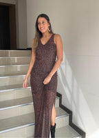 Vestido Largo Animal Print en Malla Siena