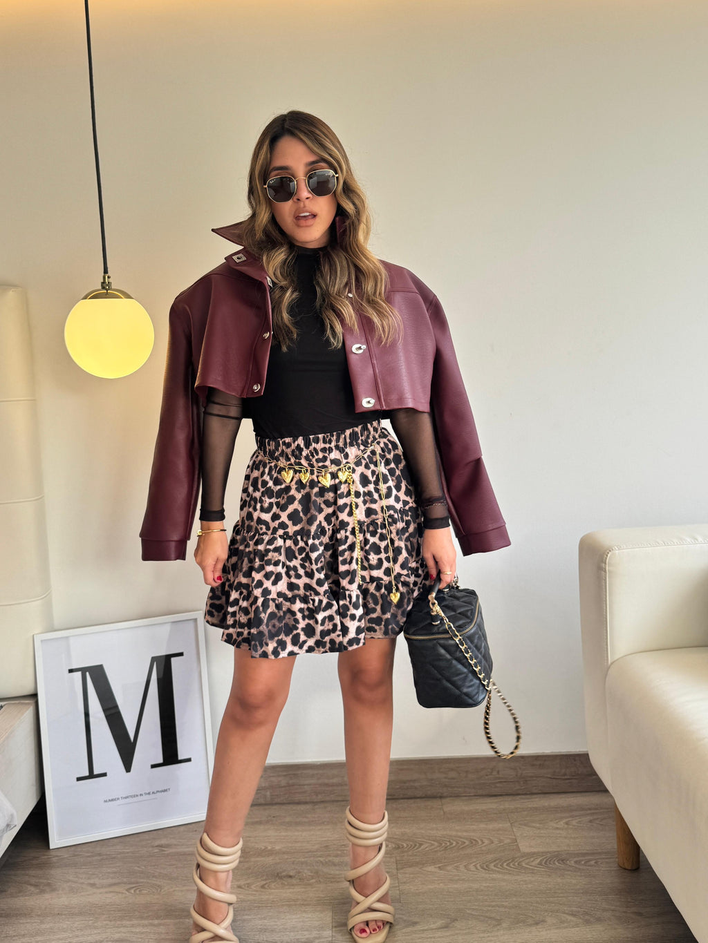 Falda corta tela ligera bolero animal print Boho