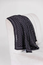Pañoleta para mujer en seda Polka Dots Negra