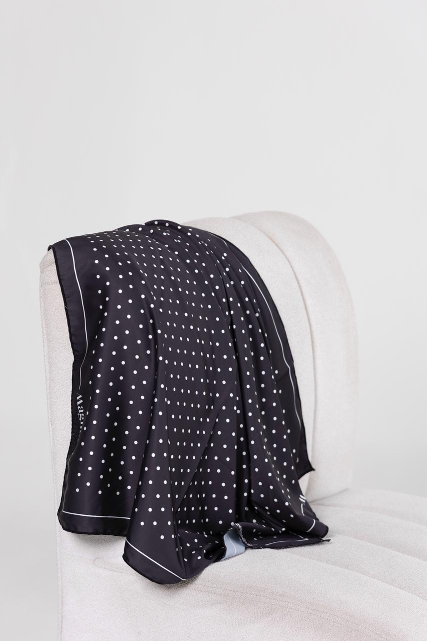 Pañoleta para mujer en seda Polka Dots Negra