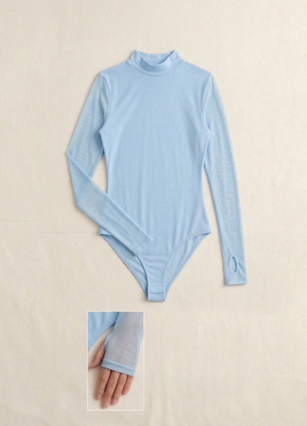 Body Mesh Baby Blue Mallatex con Forro Delantero y Espalda Transparente Nara