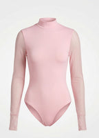 Body Mesh Rosa Pastel Mallatex con Forro Delantero y Espalda Transparente Nara
