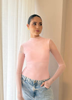Body Mesh Rosa Pastel Mallatex con Forro Delantero y Espalda Transparente Nara