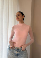 Body Mesh Rosa Pastel Mallatex con Forro Delantero y Espalda Transparente Nara