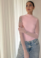 Body Mesh Rosa Pastel Mallatex con Forro Delantero y Espalda Transparente Nara