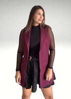 Chaleco largo de tejido grueso Vino Classic