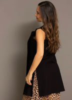 Chaleco largo de tejido grueso Negro