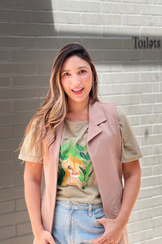 Chaleco largo de tejido grueso Arena