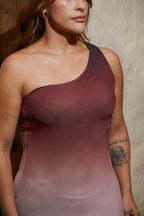 Vestido Degradé one-shoulder tonos tierra Serena