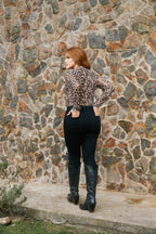 Camibuzo mesh Animal Print con mangas en transparencia Alía