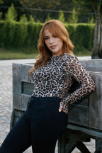 Camibuzo mesh Animal Print con mangas en transparencia Alía